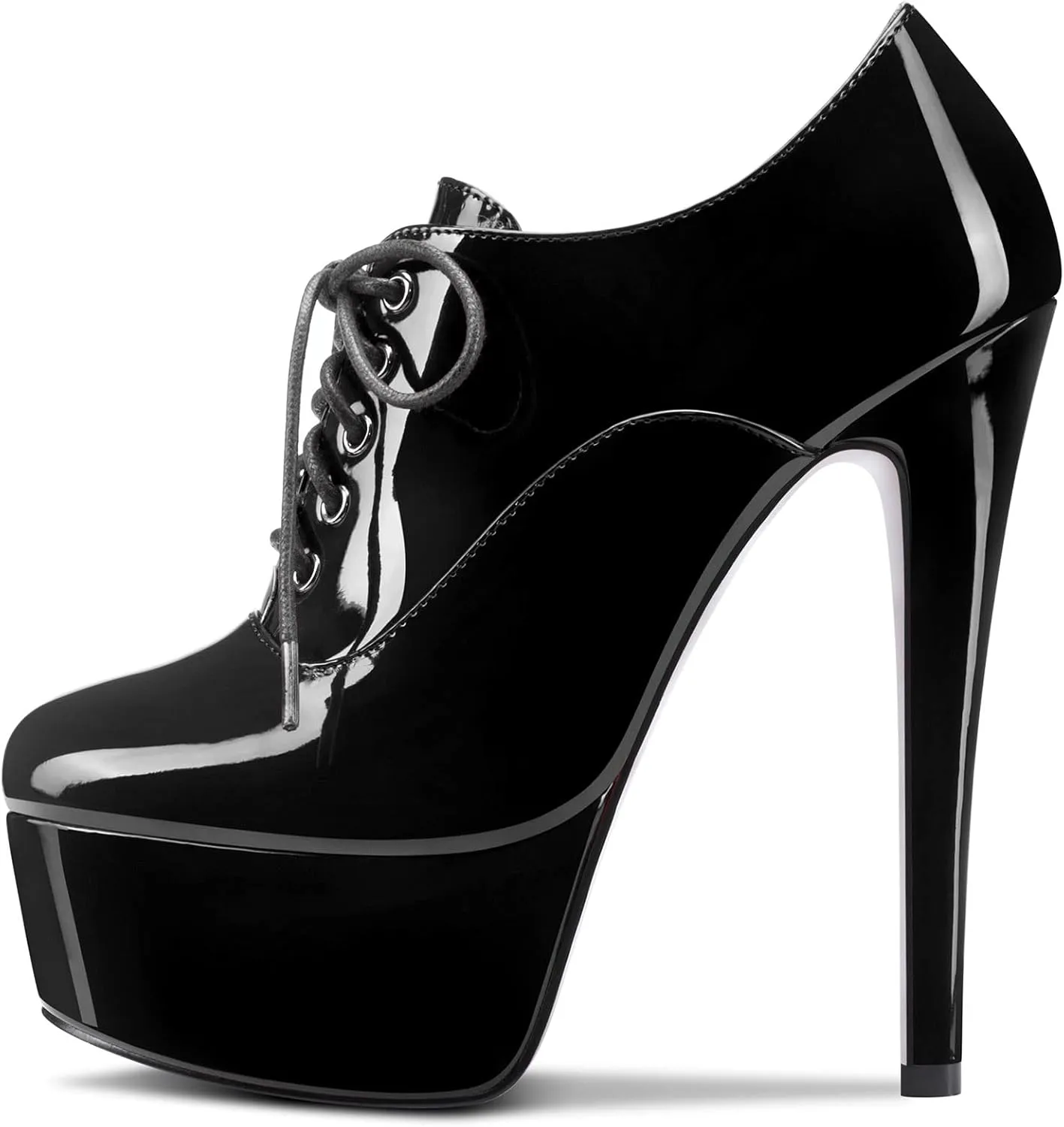HEUIVZAR Womens Ankle Boots Short Bootie High Stiletto Heel Closed Toe Patent Lace-up Shoes 6 Inch