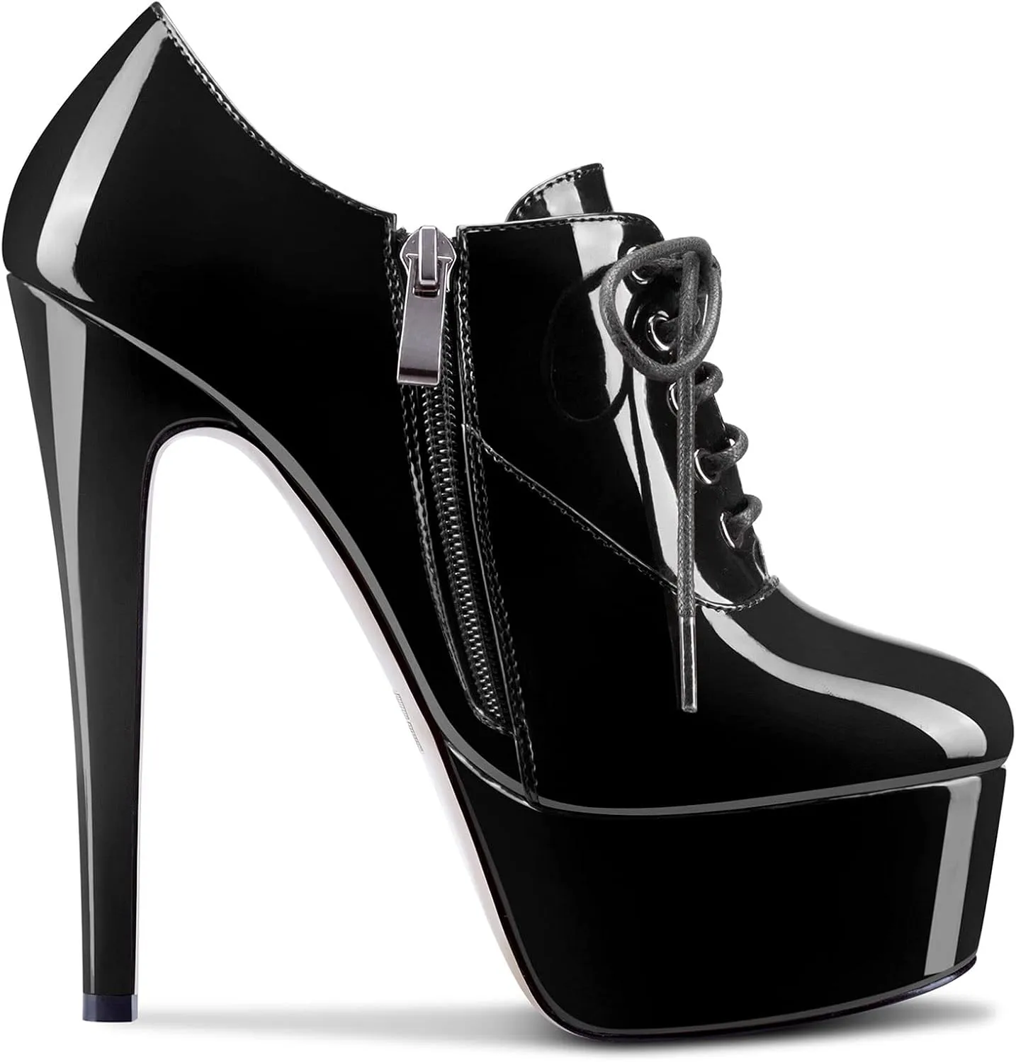 HEUIVZAR Womens Ankle Boots Short Bootie High Stiletto Heel Closed Toe Patent Lace-up Shoes 6 Inch