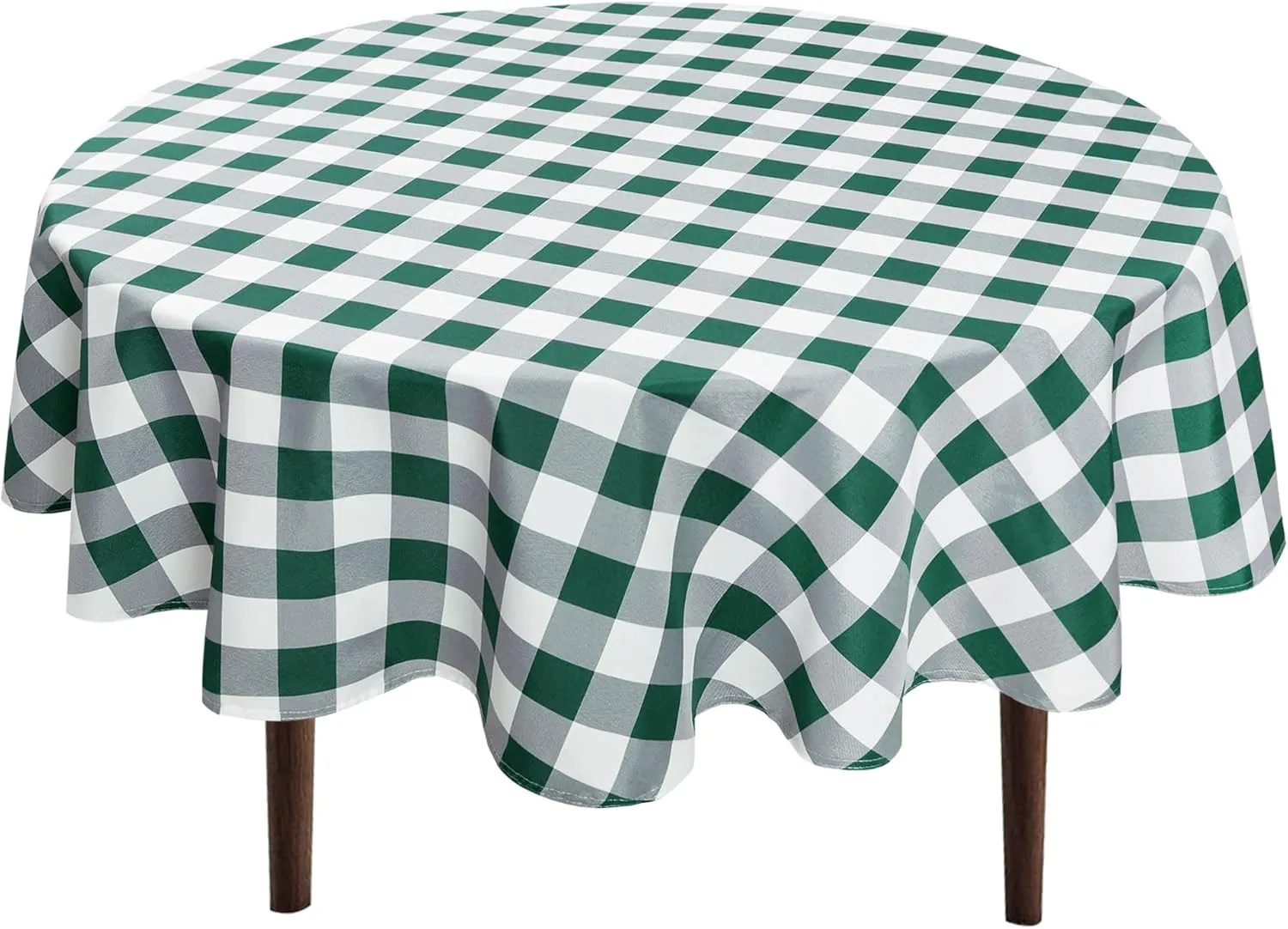 Hiasan Checkered Round Tablecloth 90 Inch for - Waterproof Stain and Wrinkle Resistant Washable Fabric Table Cloth for Dining Room Party Outdoor Picnic, Forest Green and White