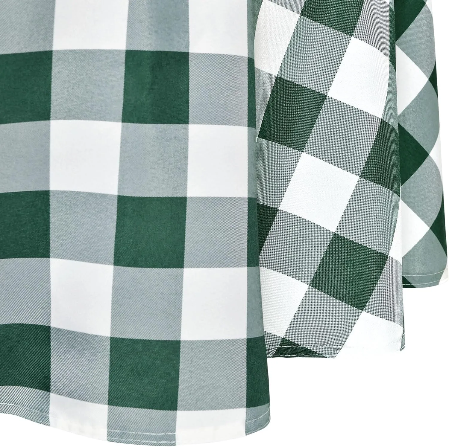 Hiasan Checkered Round Tablecloth 90 Inch for - Waterproof Stain and Wrinkle Resistant Washable Fabric Table Cloth for Dining Room Party Outdoor Picnic, Forest Green and White