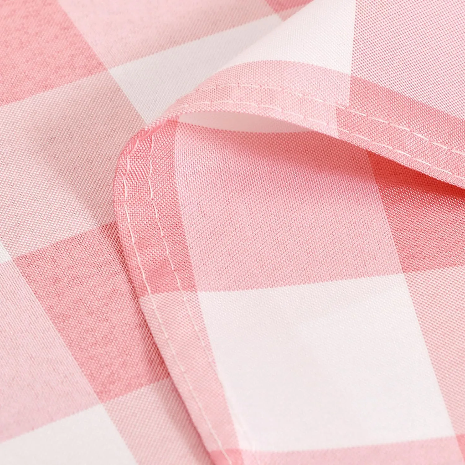 Hiasan Checkered Round Tablecloth 90 Inch - Waterproof Stain and Wrinkle Resistant Washable Fabric Table Cloth for Dining Room Party Outdoor Picnic, Pink and White