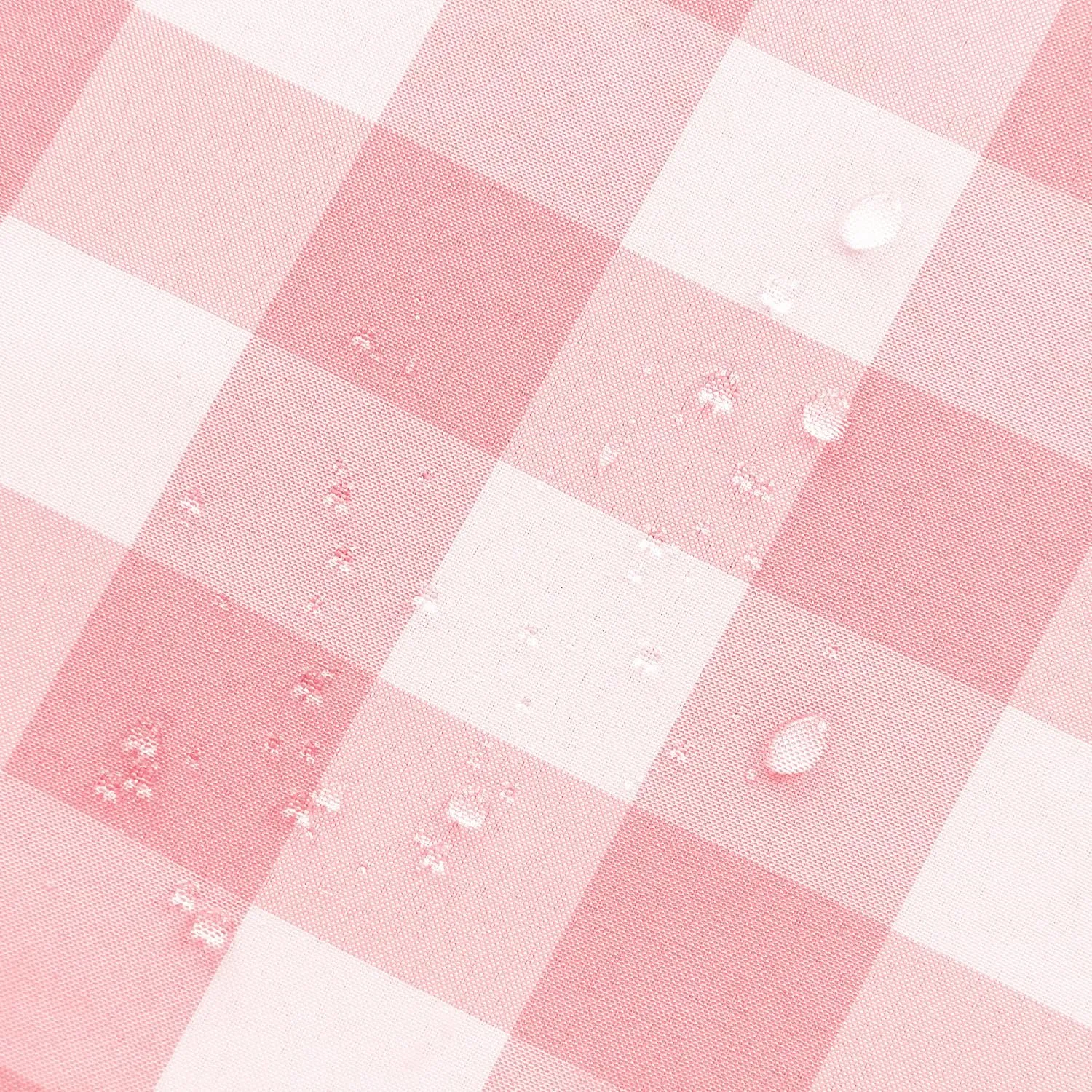 Hiasan Checkered Round Tablecloth 90 Inch - Waterproof Stain and Wrinkle Resistant Washable Fabric Table Cloth for Dining Room Party Outdoor Picnic, Pink and White
