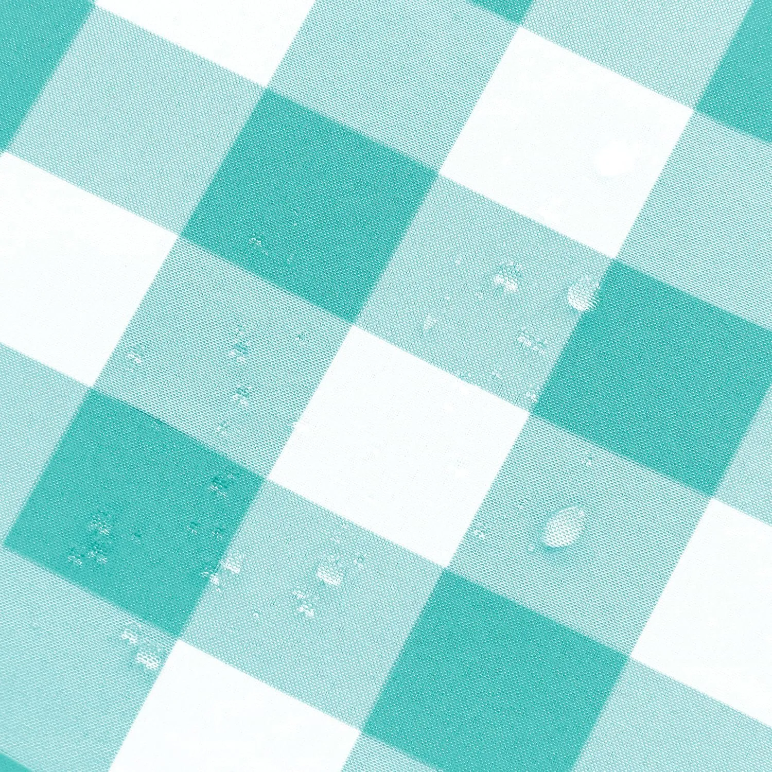 Hiasan Checkered Round Tablecloth 90 Inch - Waterproof Stain and Wrinkle Resistant Washable Fabric Table Cloth for Dining Room Party Outdoor Picnic,Aqua and White
