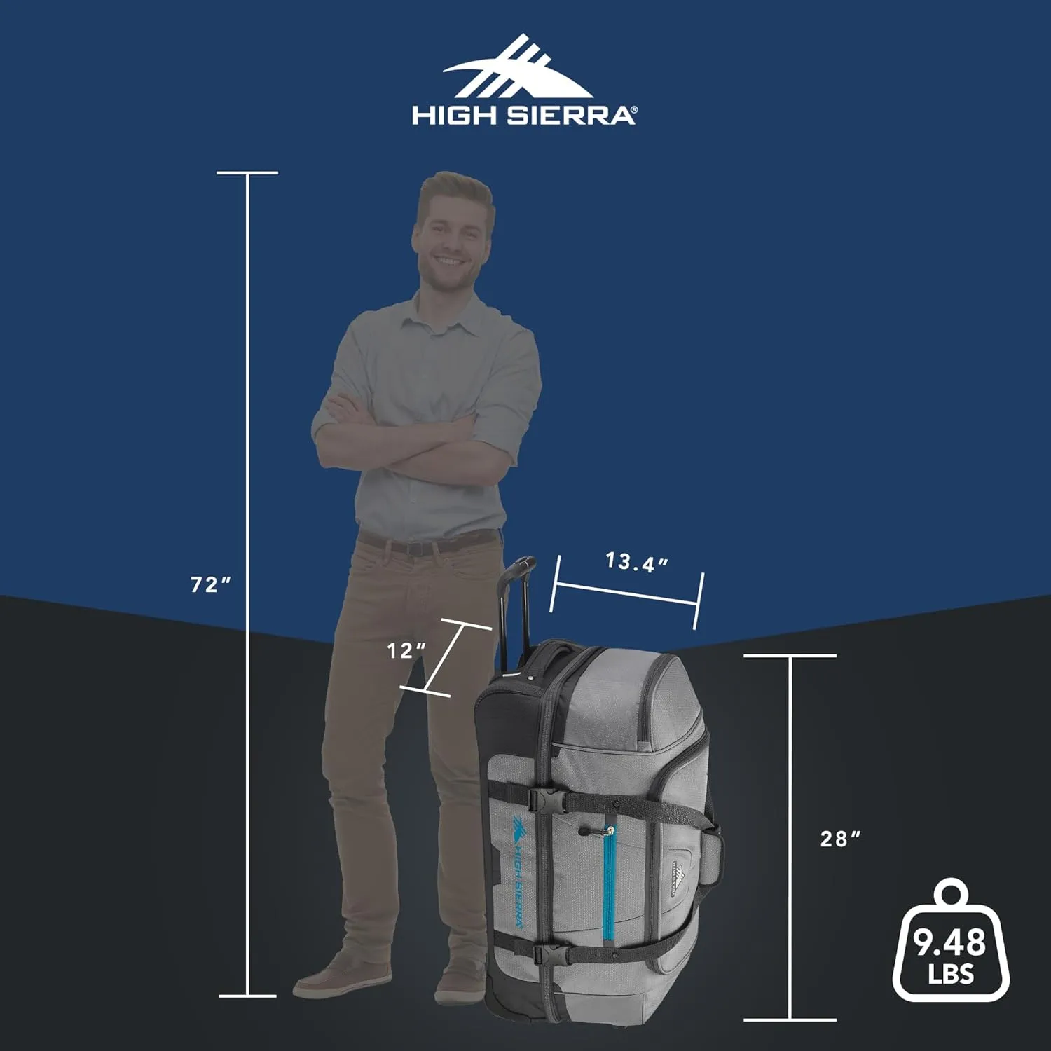 High Sierra Travel Bag, Steel Grey/Mercury, 28”