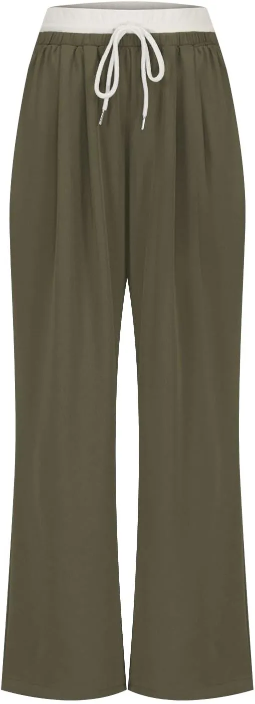 Hiking Pants Women Lightweight Travel Athletic Elastic Waist Cargo Pants Baggy Drawstring Joggers Sweatpants