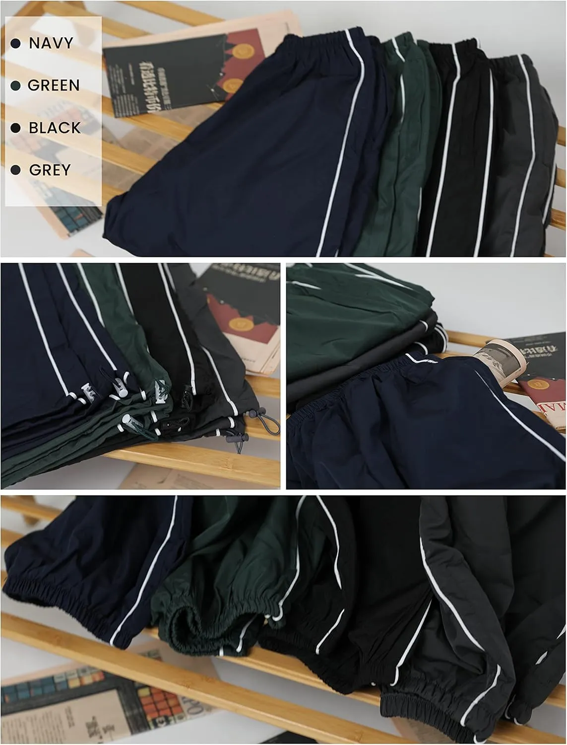 Himosyber Women's Parachute Pants Baggy Elasitc Waist Relaxed Y2K Track Pant Trousers