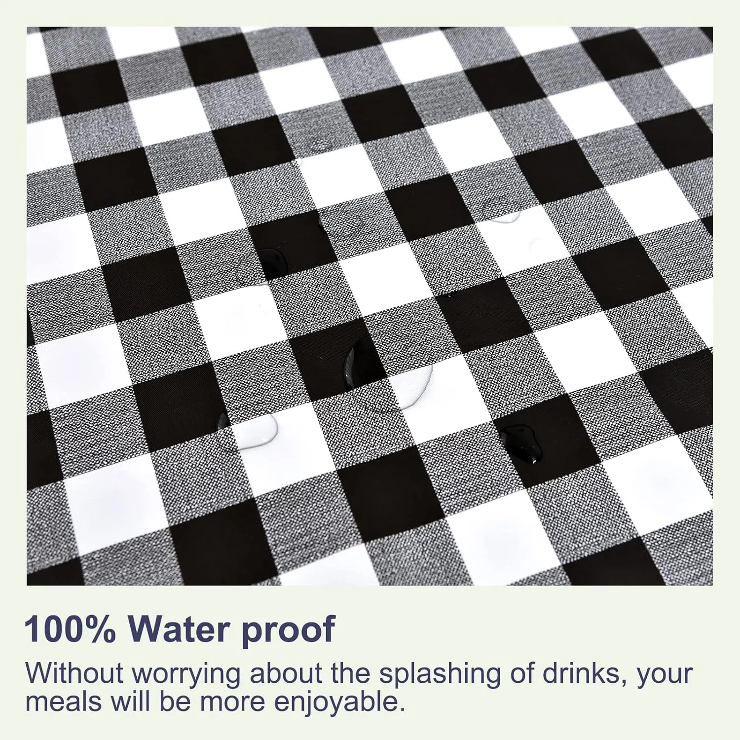 Hipinger Vinyl Round Fitted Tablecloth with Zipper and Umbrella Hole, Oil Waterproof PVC Table Cover 60 Inch Round, Black and White Checkered, 60" Round-Zippered