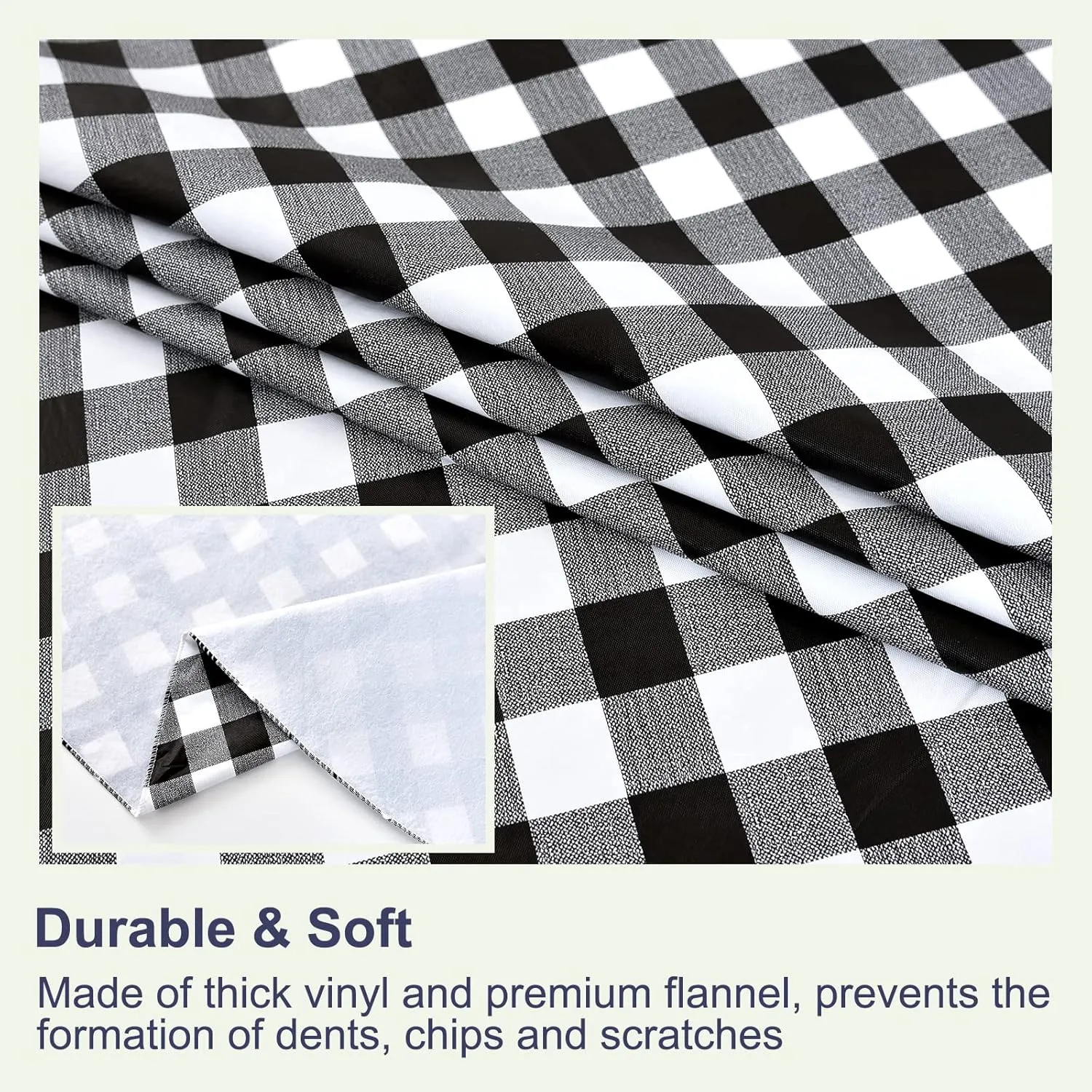Hipinger Vinyl Round Fitted Tablecloth with Zipper and Umbrella Hole, Oil Waterproof PVC Table Cover 60 Inch Round, Black and White Checkered, 60" Round-Zippered