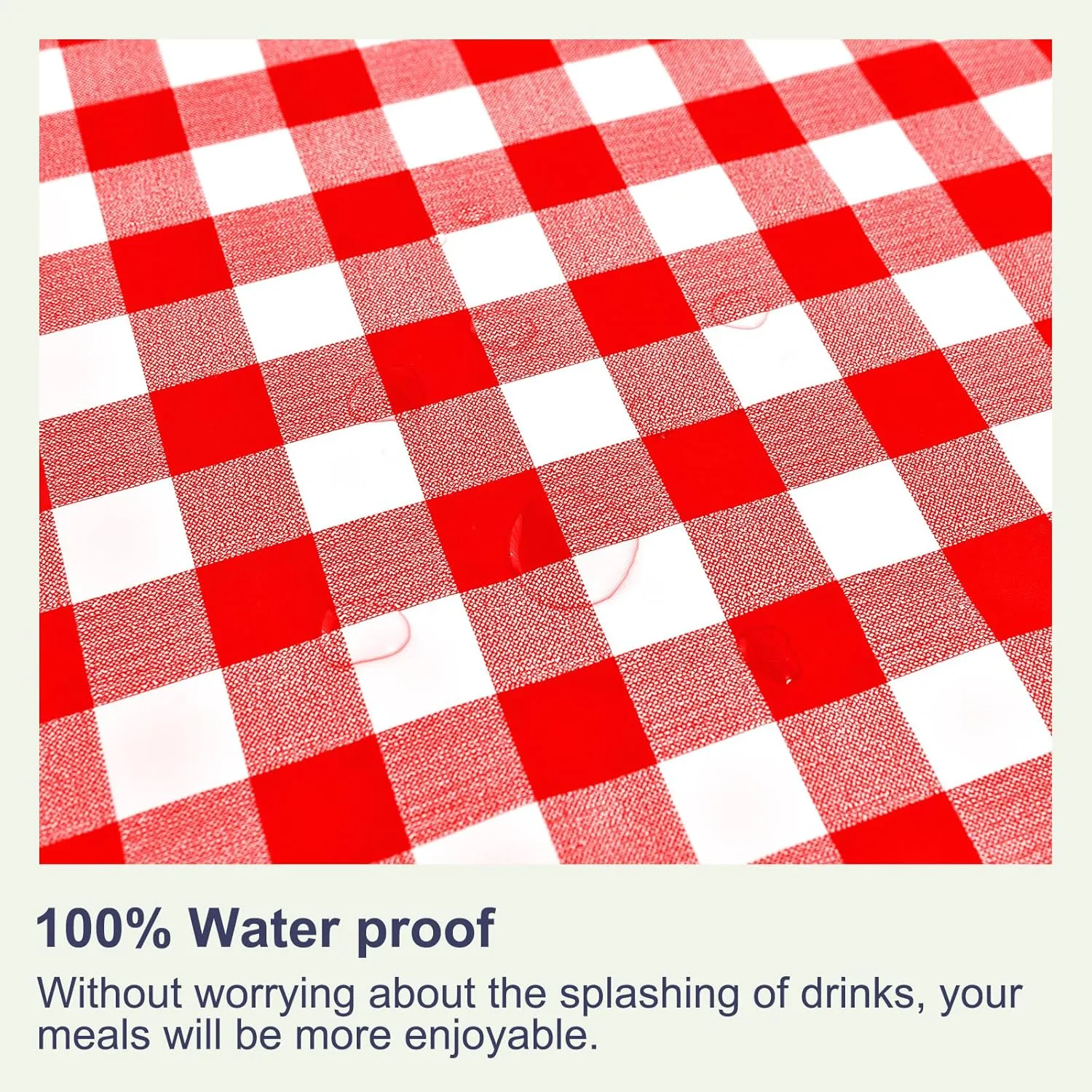 Hipinger Vinyl Round Tablecloth with Zipper and Umbrella Hole, Outdoor Oil Waterproof Stain Resisteant PVC Table Cover for Party, Picnic and Patio 60 Inch Round, Red and White Checkered