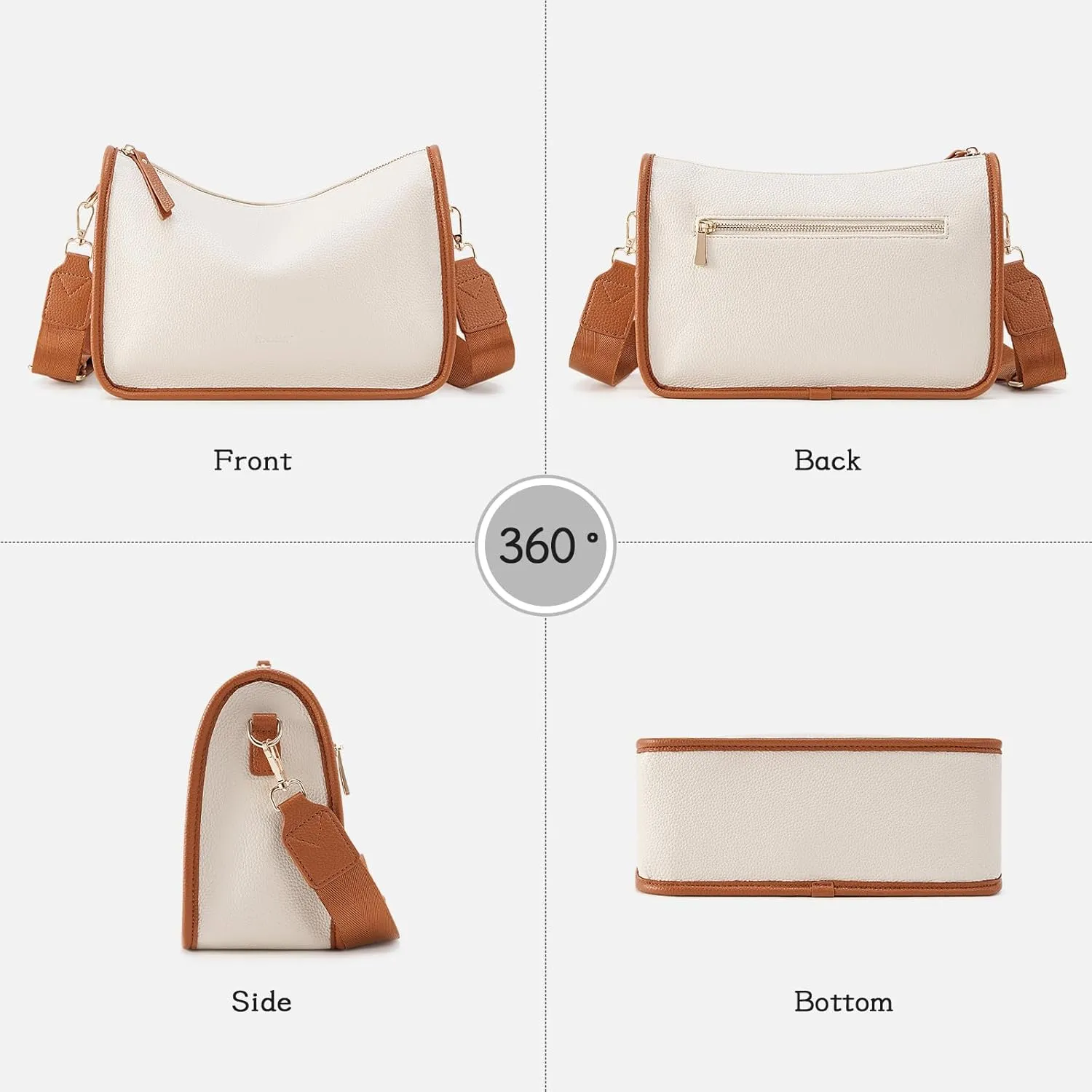 HKCLUF Crossbody Bags Purses for Women Trendy,Vegan Leather Medium Crossbody Purse,Shoulder Bag with 2PCS Adjustable Strap