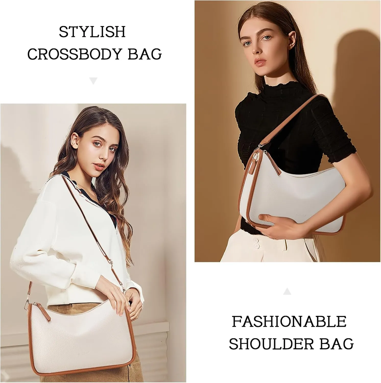HKCLUF Crossbody Bags Purses for Women Trendy,Vegan Leather Medium Crossbody Purse,Shoulder Bag with 2PCS Adjustable Strap