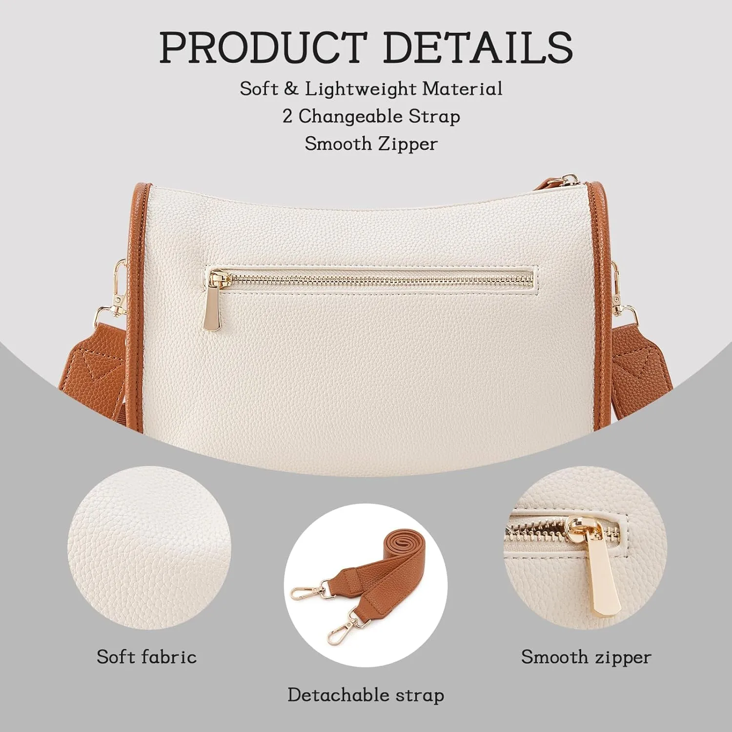 HKCLUF Crossbody Bags Purses for Women Trendy,Vegan Leather Medium Crossbody Purse,Shoulder Bag with 2PCS Adjustable Strap