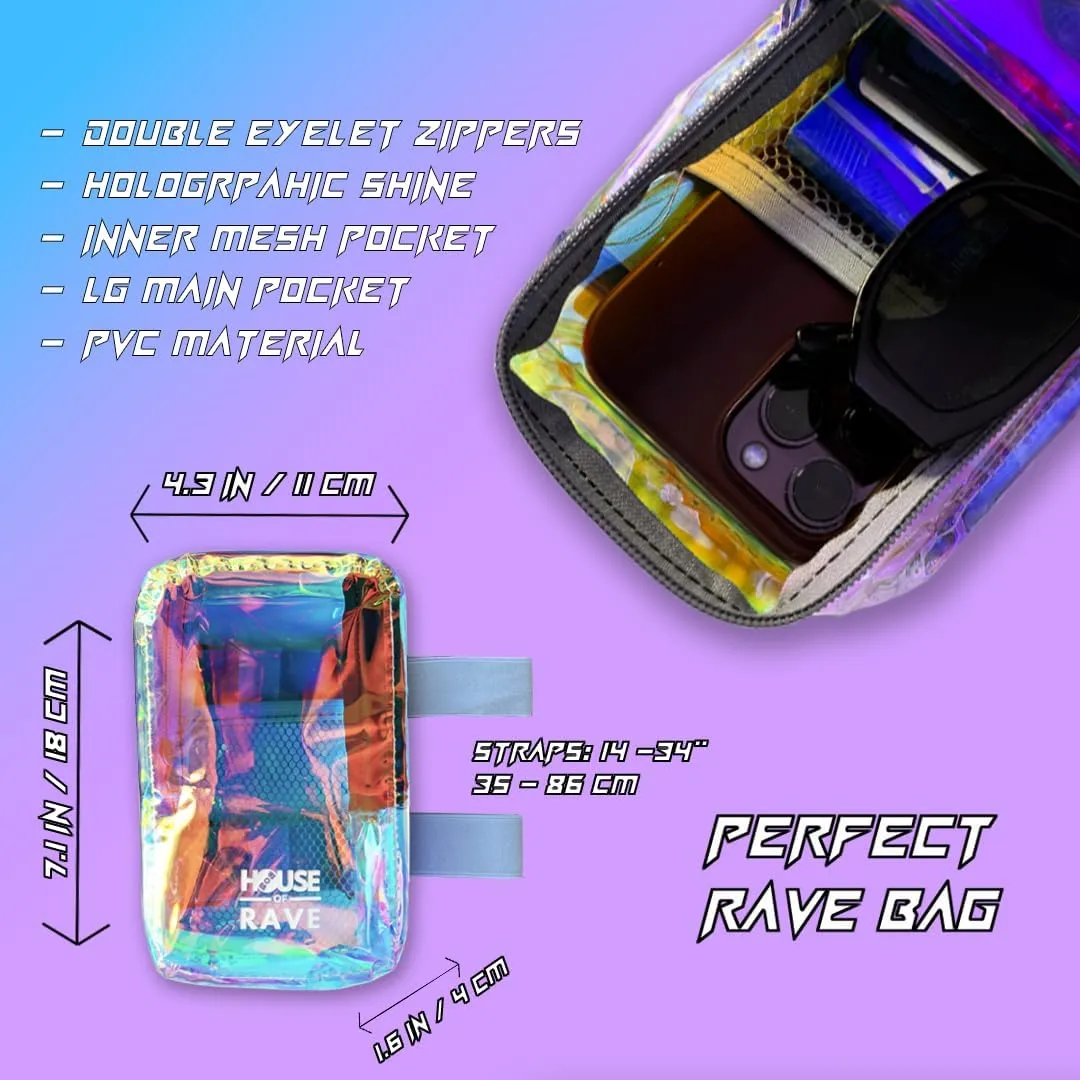 Holographic Thigh Bag - Carnival Bag - Inner Mesh Pocket & Double Zipper Rave Bag - Clear Thigh Bag for Women - Jelly Phone Holder Bag