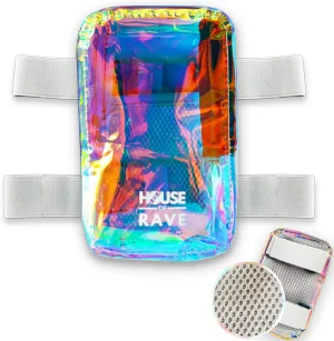 Holographic Thigh Bag - Carnival Bag - Inner Mesh Pocket & Double Zipper Rave Bag - Clear Thigh Bag for Women - Jelly Phone Holder Bag