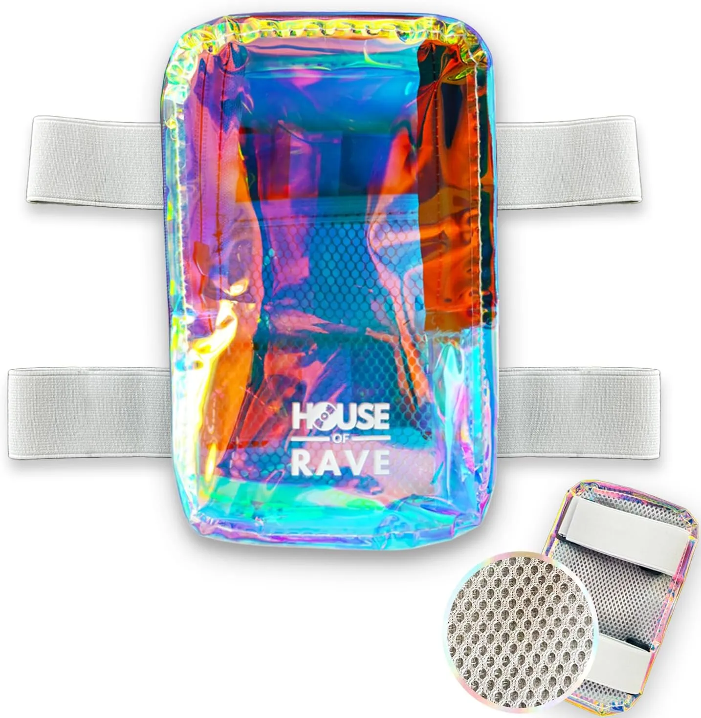 Holographic Thigh Bag - Carnival Bag - Inner Mesh Pocket & Double Zipper Rave Bag - Clear Thigh Bag for Women - Jelly Phone Holder Bag