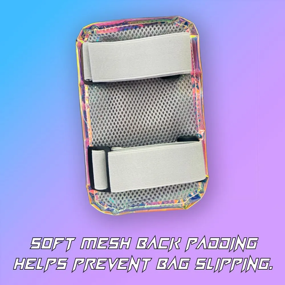 Holographic Thigh Bag - Carnival Bag - Inner Mesh Pocket & Double Zipper Rave Bag - Clear Thigh Bag for Women - Jelly Phone Holder Bag