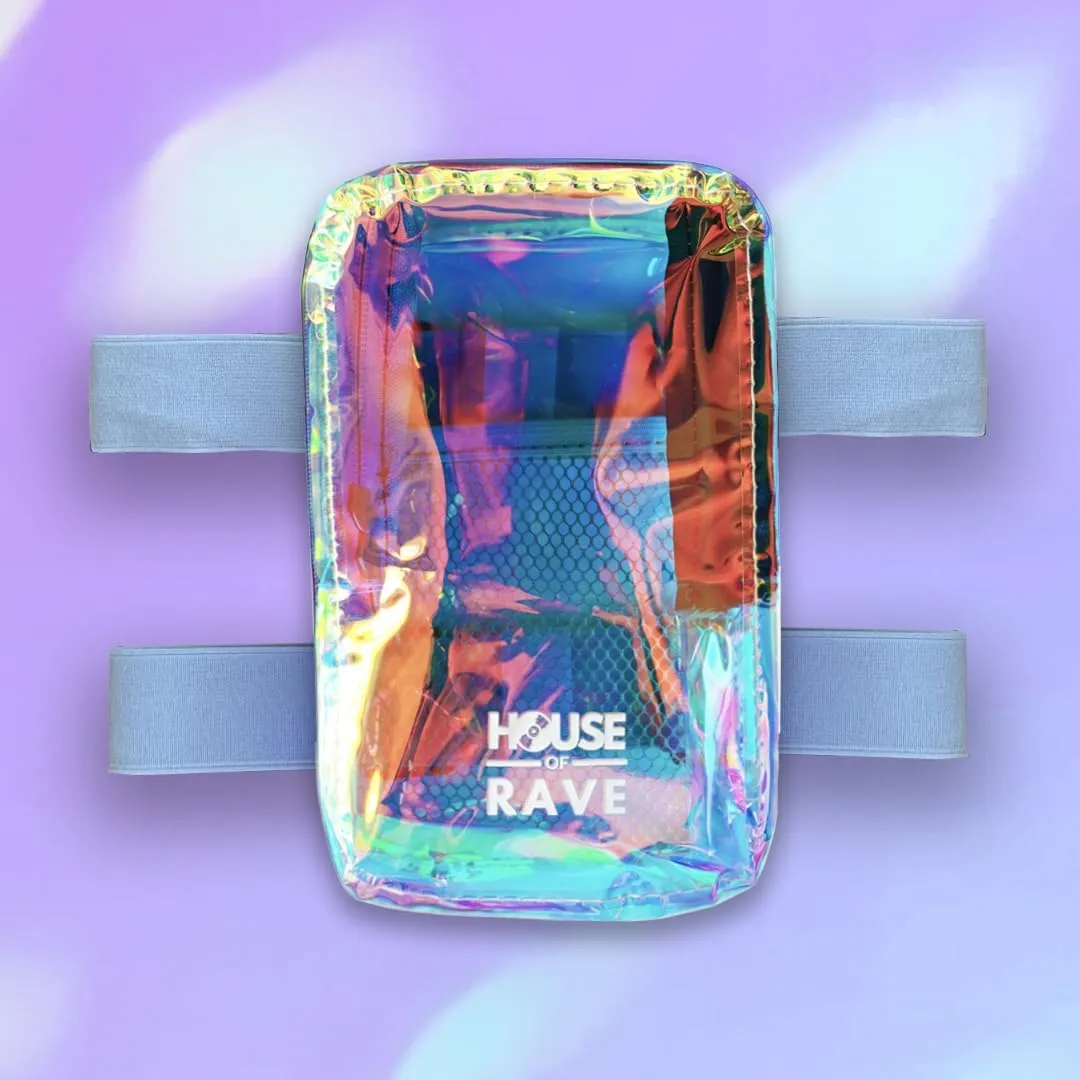 Holographic Thigh Bag - Carnival Bag - Inner Mesh Pocket & Double Zipper Rave Bag - Clear Thigh Bag for Women - Jelly Phone Holder Bag