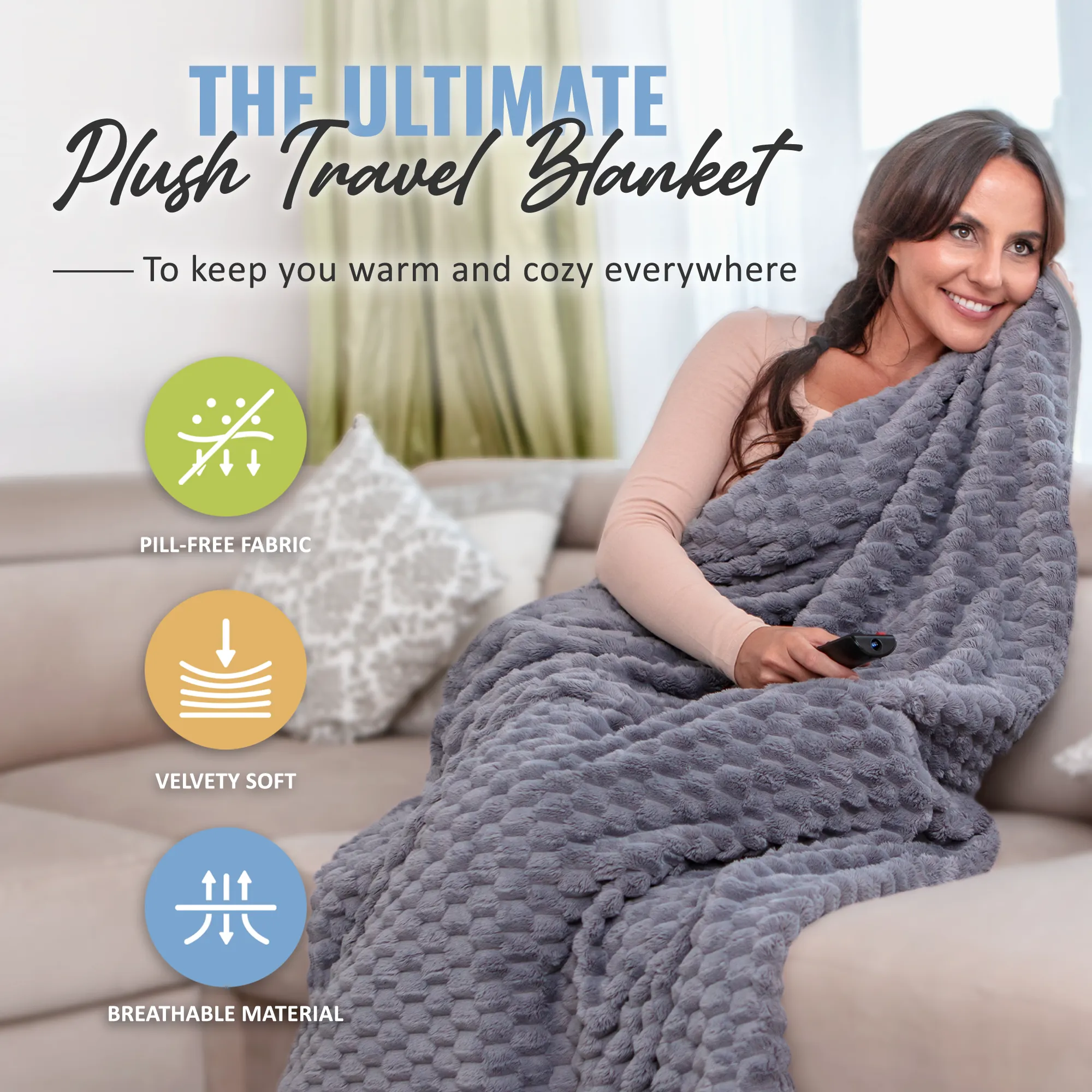 Honeycomb Packable Travel Blanket - Gray