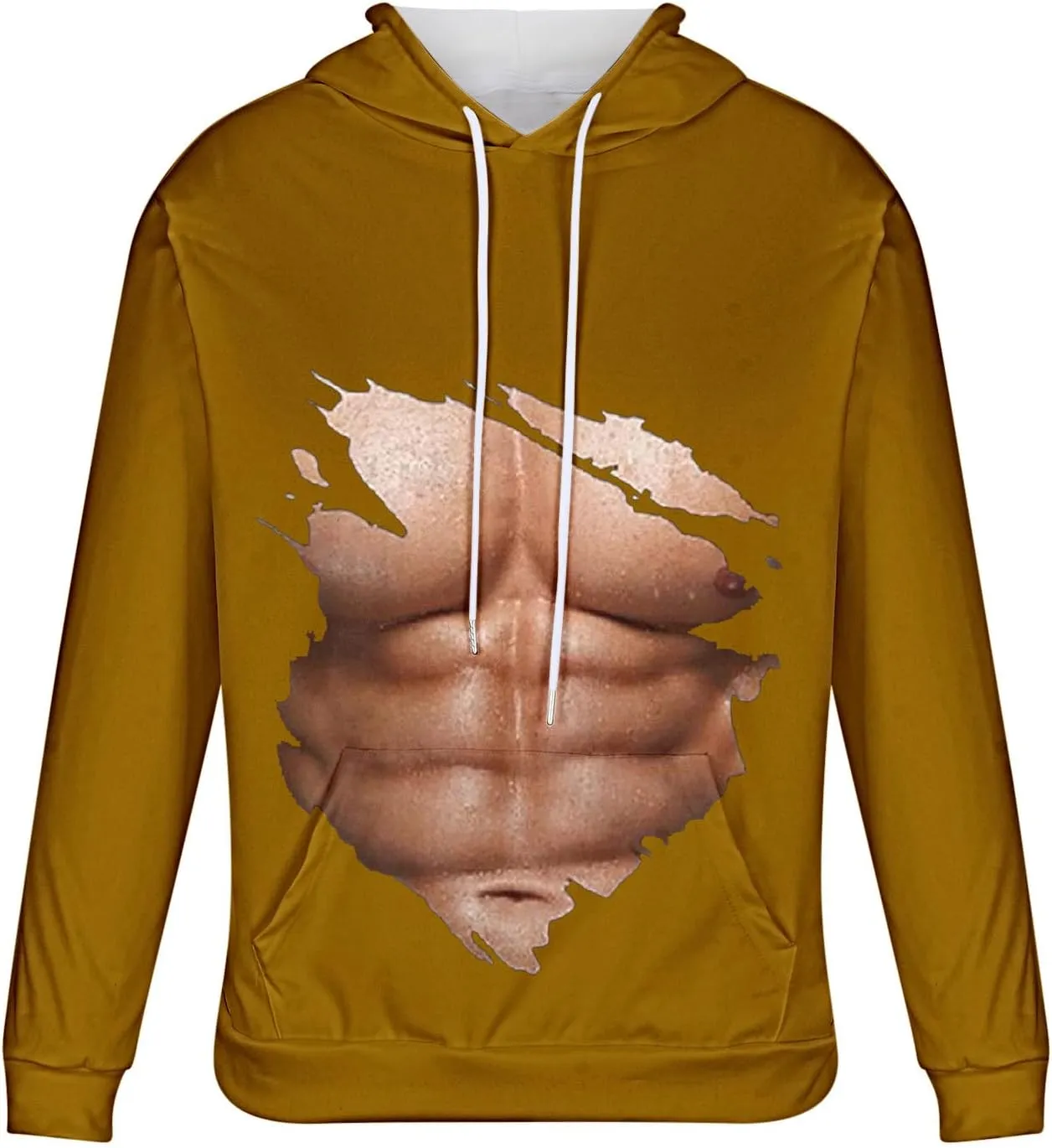 Hoodies for Men Pullover Mens Workout Muscle Print Hooded Sweatshirts Causal Loose Drawstring Long Sleeve Shirts