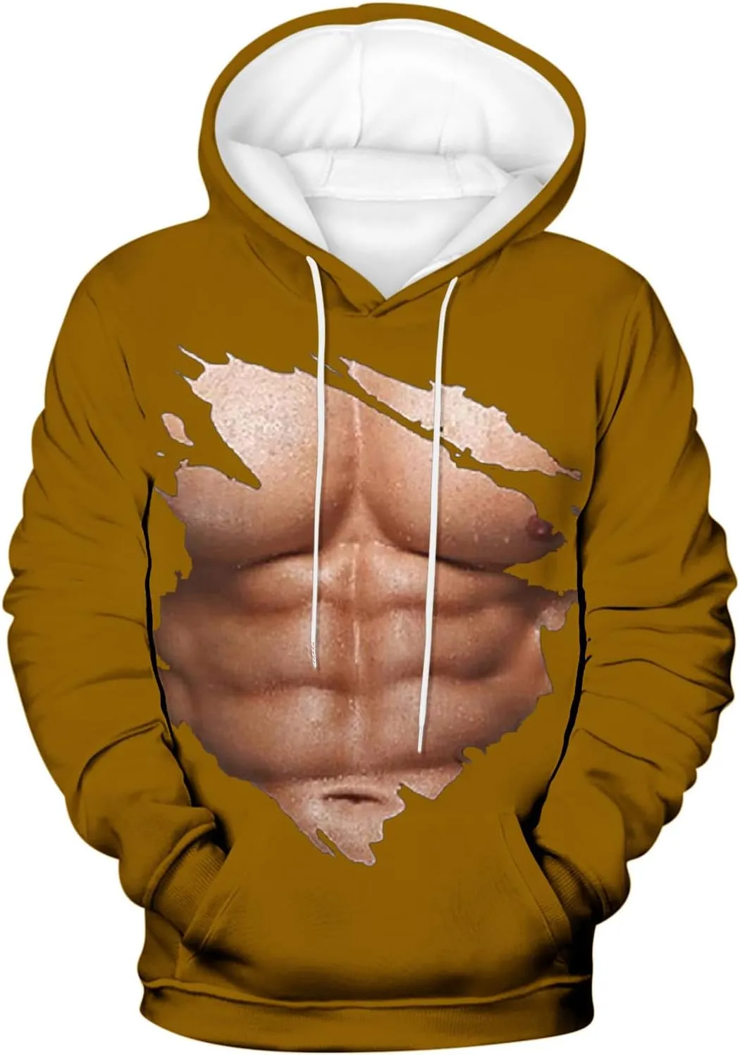Hoodies for Men Pullover Mens Workout Muscle Print Hooded Sweatshirts Causal Loose Drawstring Long Sleeve Shirts