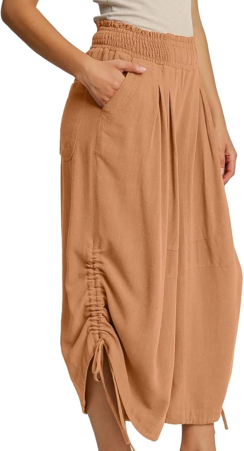 HOTIAN Women's Cotton Linen Boho Pants Summer High Waisted Casual High Waist Lounge Harem Pant 2025