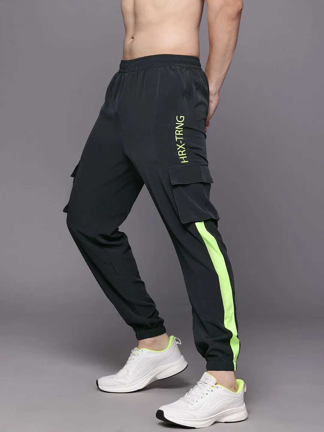 HRX by Hrithik Roshan Men Brand Logo Print Detail Mid-Rise Rapid-Dry Training Joggers