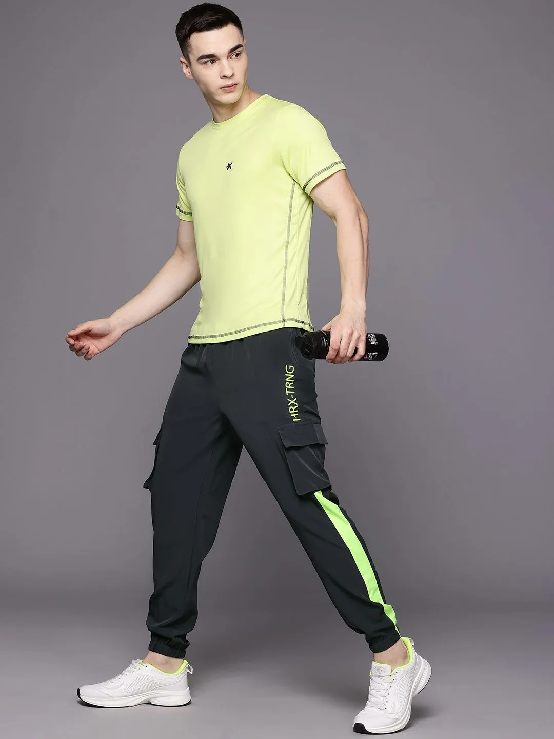HRX by Hrithik Roshan Men Brand Logo Print Detail Mid-Rise Rapid-Dry Training Joggers