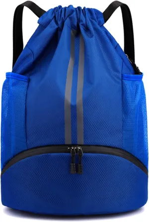 HUA ANGEL Waterproof Drawstring Backpack Lightweight Nylon Gym Bag with Shoe Compartment for Travel Swimming Sports Outdoor