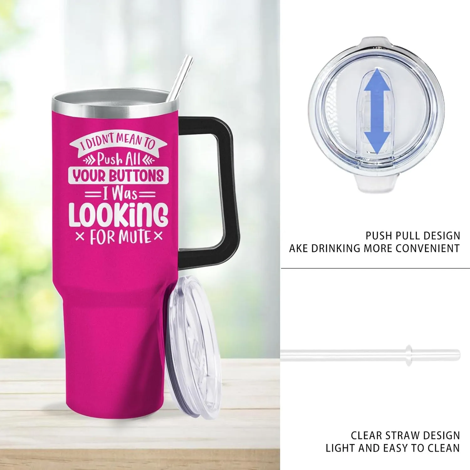 I Didn't Mean To Push All Your Buttons I Was Looking For Mute Tumbler 40oz Tumbler Insulated Stainless Tumbler with Lids and Straws for Older