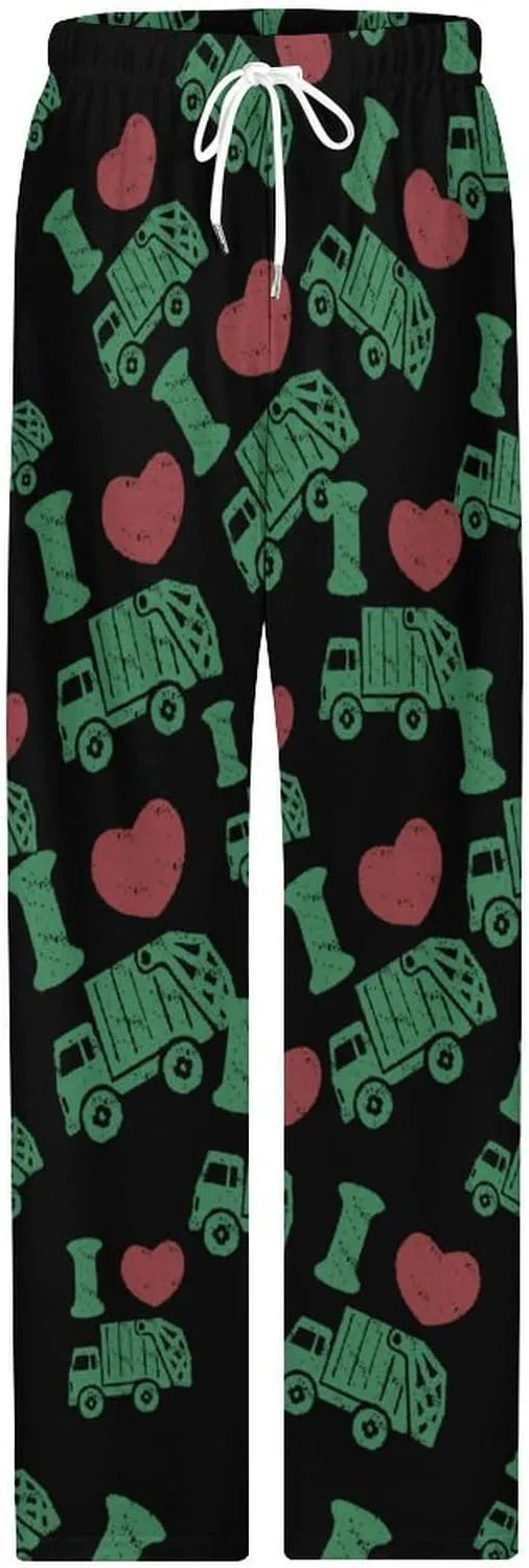I Love Garbage Truck Women Pajama Pants Sleepwear Casual Lounge Bottoms