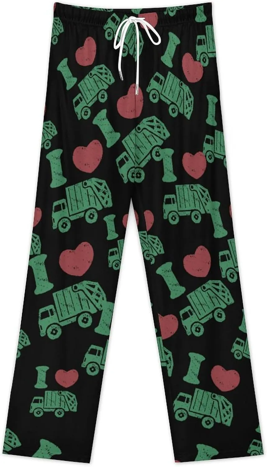 I Love Garbage Truck Women Pajama Pants Sleepwear Casual Lounge Bottoms