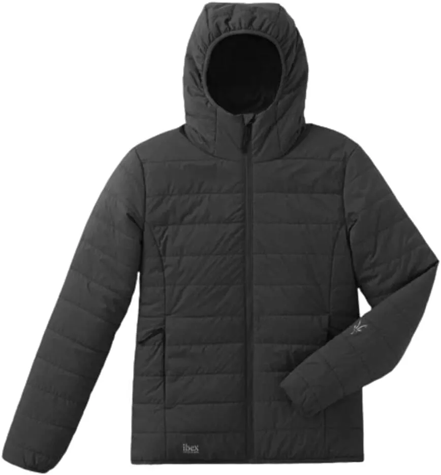 IBEX Merino Wool Aire Women's Puffer Jacket | Insulated, Breathable & Lightweight Hooded Jacket | Hoodies Ideal for Hiking, Running, Camping & Travel Large Black