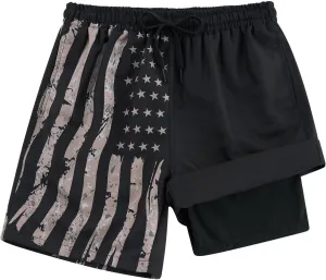 Idgreatim 5-16T Boys Swim Trunks with Compression Liner Summer Beach Quick Dry Swimsuit Bathing Suit