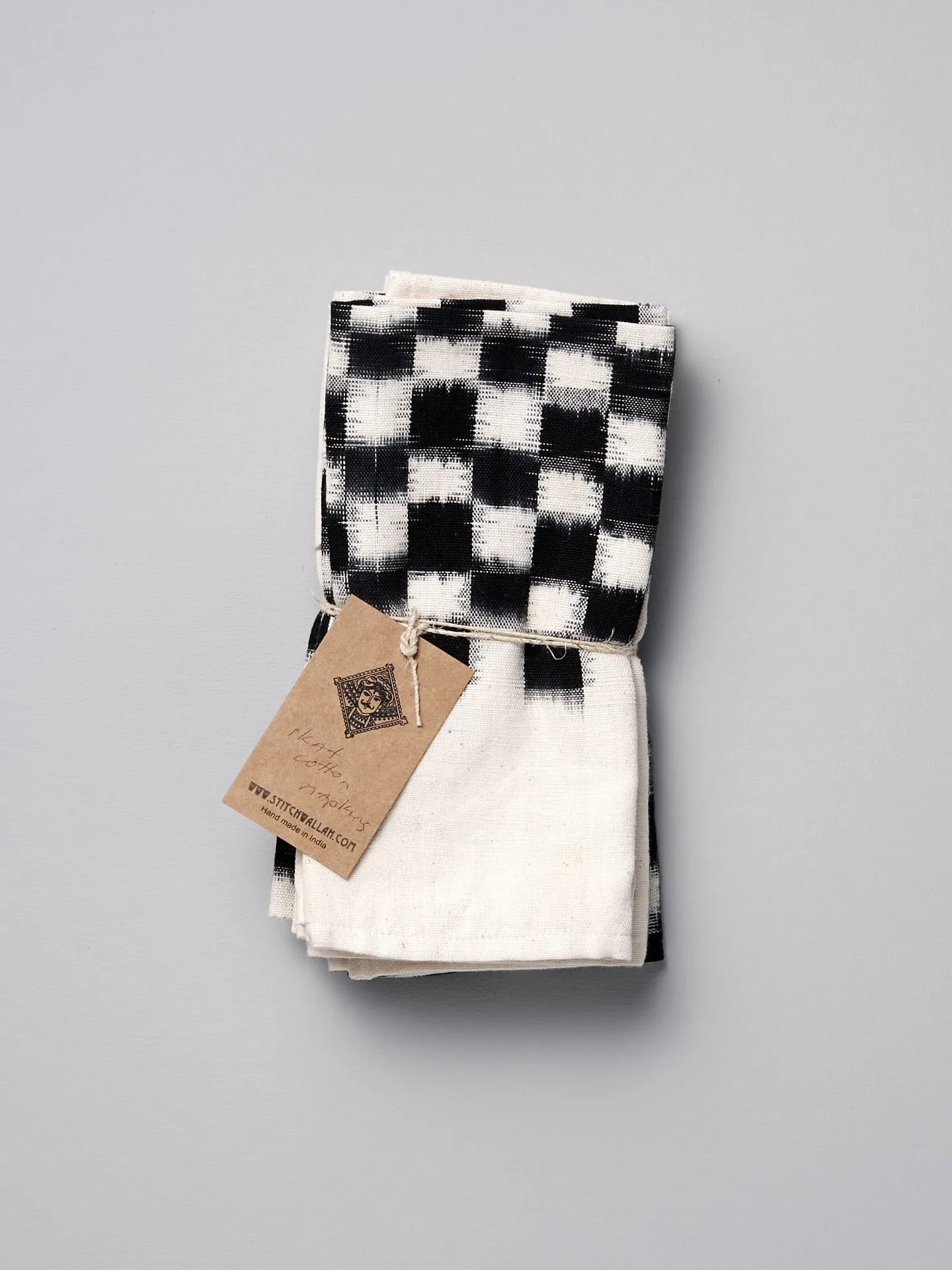 Ikat Weave Napkins (set of 6) – Black Check