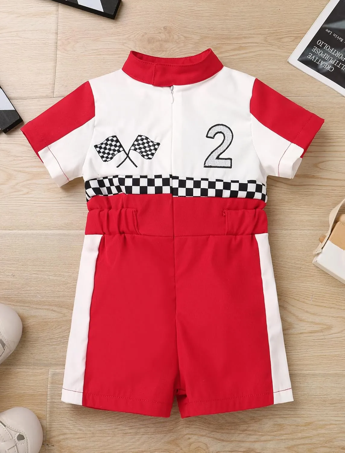 IMEKIS Baby 1st 2nd Birthday Outfit Boy Girl Race Car One Piece Jumpsuit Halloween Cake Smash Photo Shoot