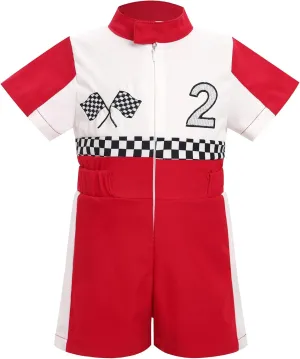 IMEKIS Baby 1st 2nd Birthday Outfit Boy Girl Race Car One Piece Jumpsuit Halloween Cake Smash Photo Shoot