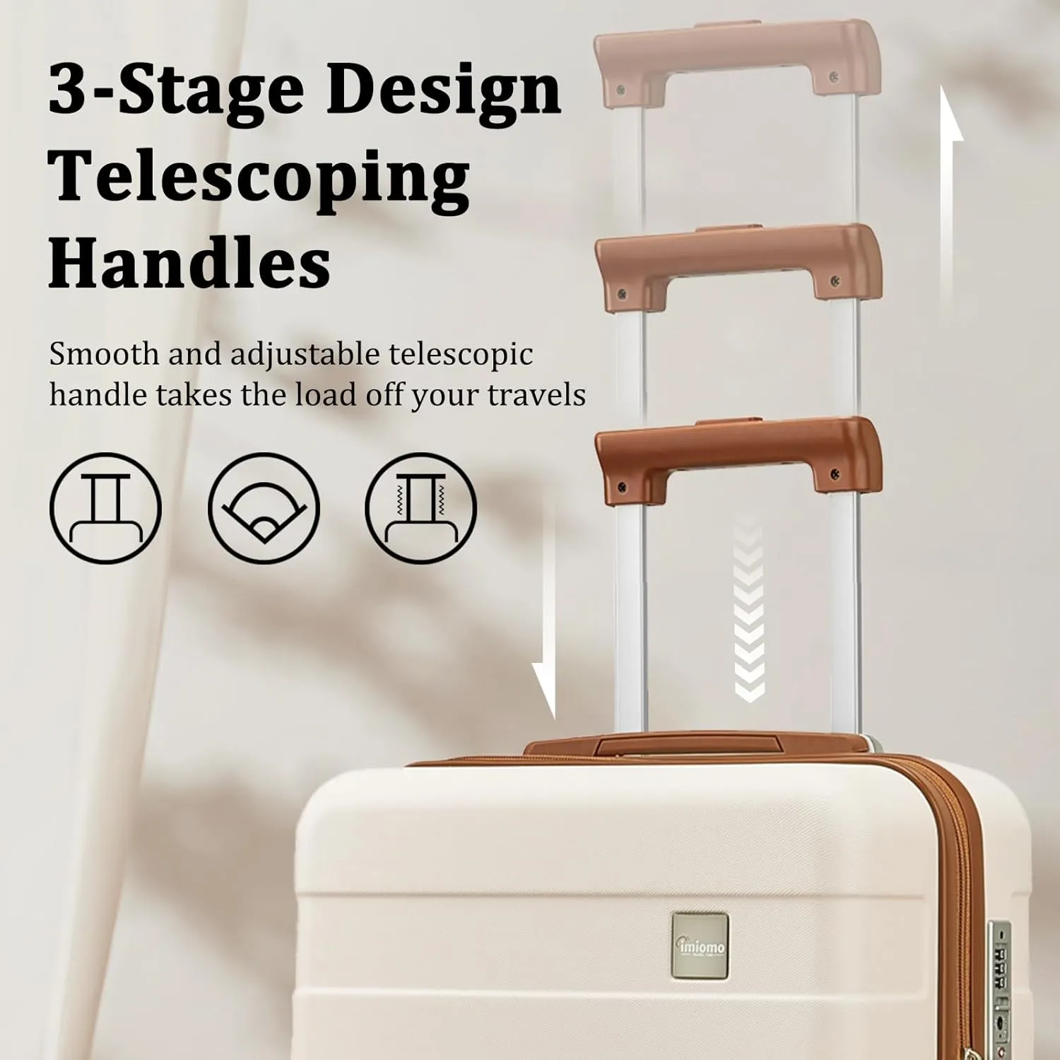imiomo Hard Shell Luggage Sets 5 Piece for Women, Lightweight Hardside Rolling Suitcase Set with Spinner Wheels and TSA Lock, RoseGold