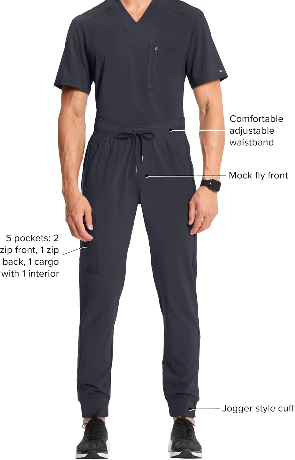 Infinity Cherokee Men's Jogger Pants with Drawstring Waist Mid Rise 5 Pockets Bottoms CK004A