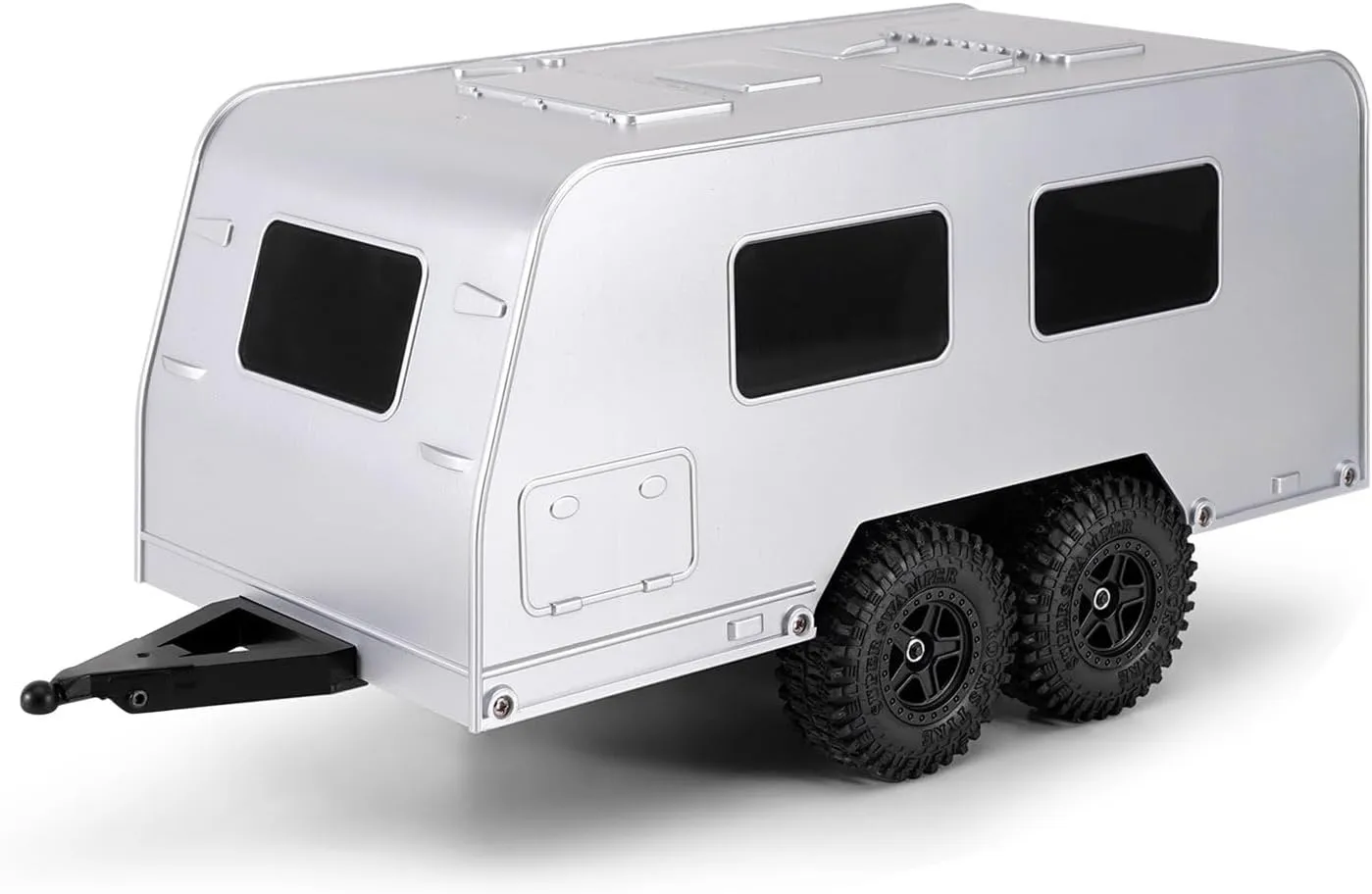 INJORA Travel Camper Trailer with Hitch for 1/18 RC Crawler TRX4M Upgrade(Silver)