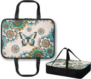Insulated Food Carrier Thermal Lunch Bag for Hot or Cold Food Casserole Carrier for Travel Outdoor Dining Events Fits 9" x 13" Casserole Pans, Boho Butterfly Flower Pattern