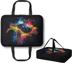 Insulated Food Carrier Thermal Lunch Bag for Hot or Cold Food Casserole Carrier for Travel Outdoor Dining Events Fits 9" x 13" Casserole Pans, Watercolor Sea Turtle Black