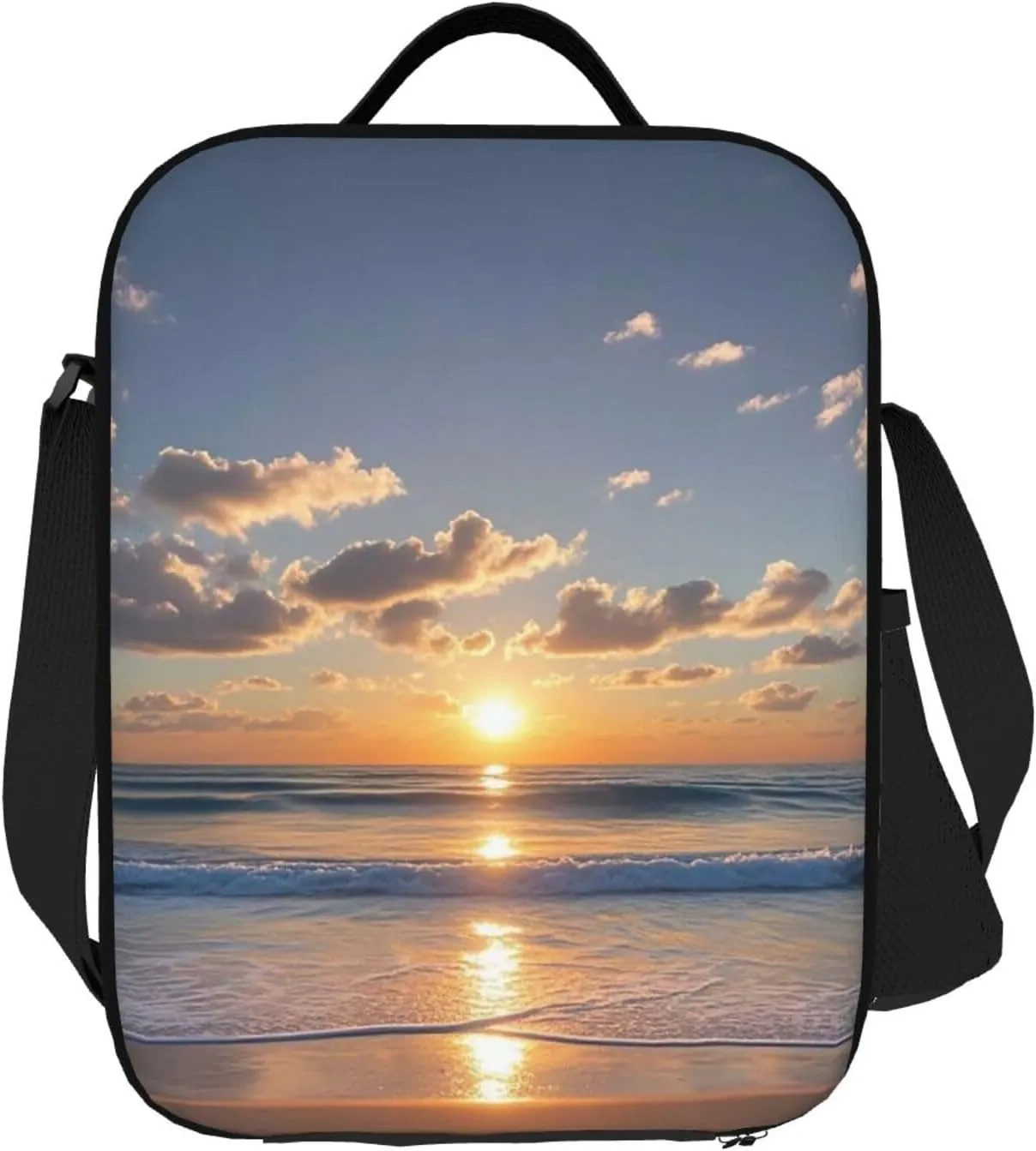 Insulated Lunch Bag Beach Sunrise Lunch Box for Women Men Reusable Lunch Tote Bag for Work Picnic Travel