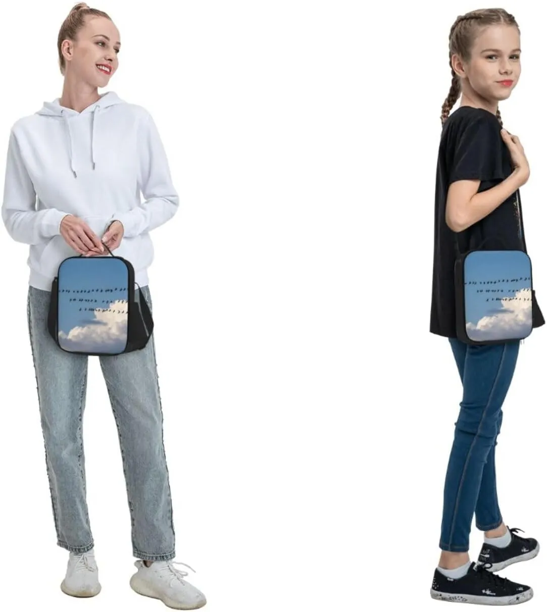 Insulated Lunch Bag Bird migration Lunch Box for Women Men Reusable Lunch Tote Bag for Work Picnic Travel