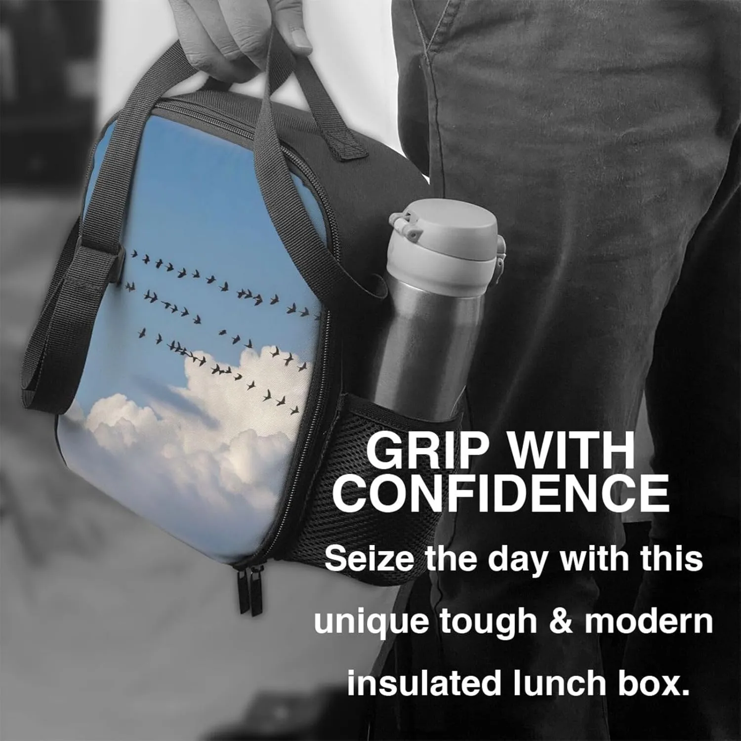 Insulated Lunch Bag Bird migration Lunch Box for Women Men Reusable Lunch Tote Bag for Work Picnic Travel