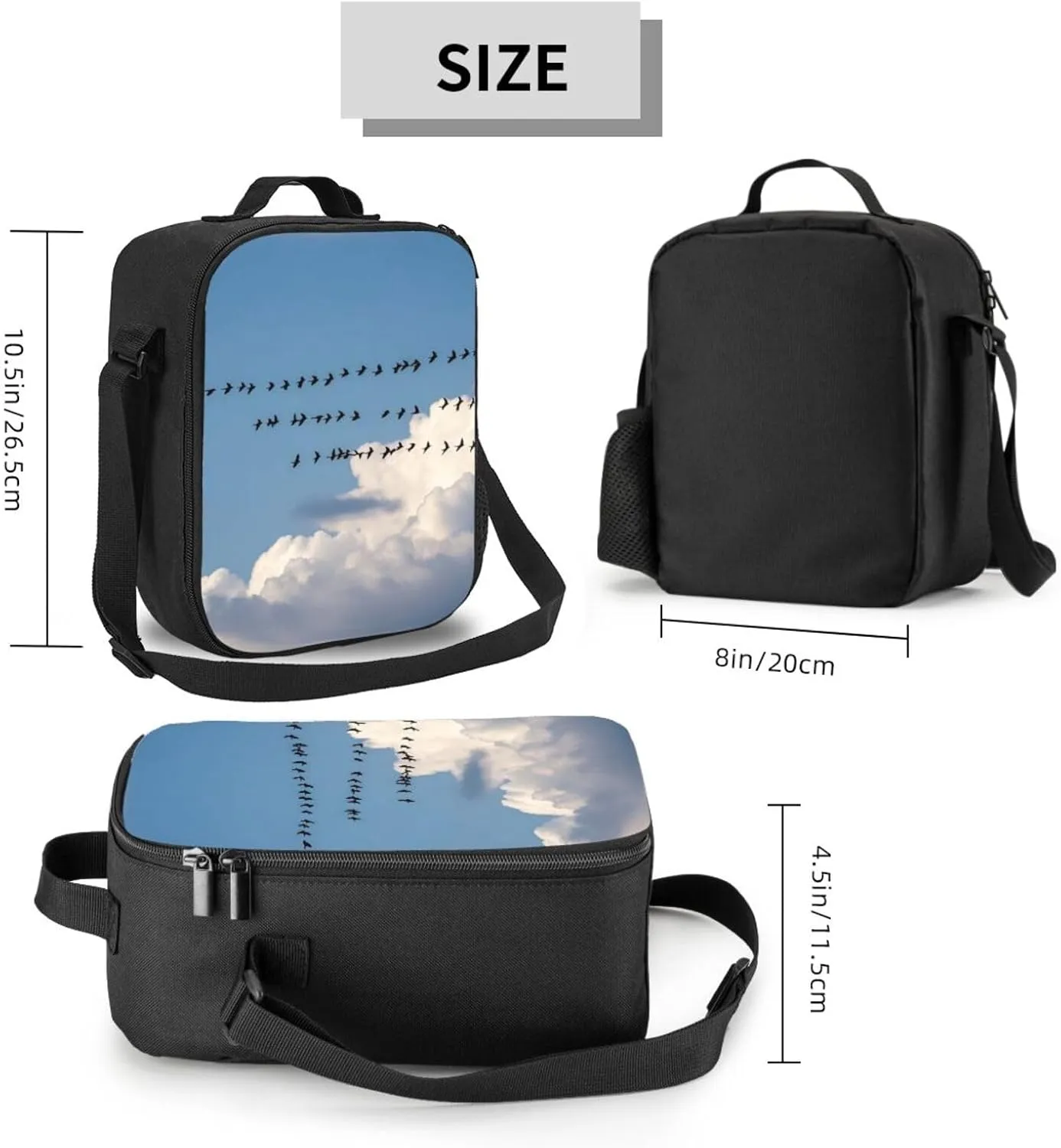 Insulated Lunch Bag Bird migration Lunch Box for Women Men Reusable Lunch Tote Bag for Work Picnic Travel