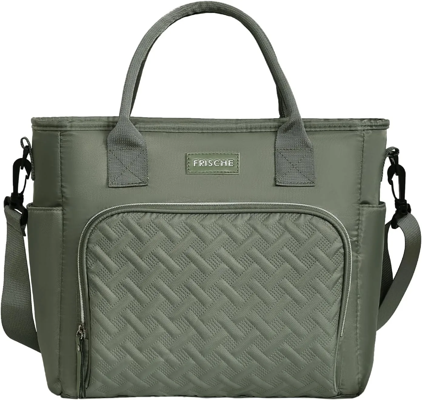 Insulated Lunch Bag for Men Women, Large Leakproof Cooler Bag with Removable Strap, Lunch Box, Reusable Adult Lunch Tote for Work, Picnic and Travel - Army Green