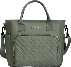Insulated Lunch Bag for Men Women, Large Leakproof Cooler Bag with Removable Strap, Lunch Box, Reusable Adult Lunch Tote for Work, Picnic and Travel - Army Green