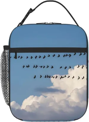 Insulated Lunch Bag for Women Men Bird migration Lunch Box Reusable Lunch Tote Bag for Work Picnic Travel