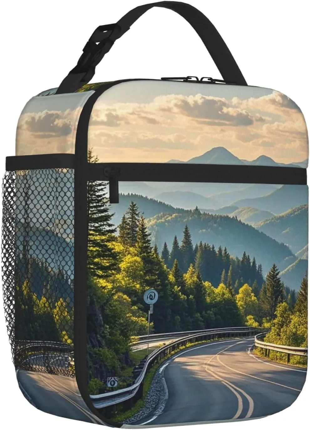 Insulated Lunch Bag for Women Men Blue Ridge Parkway Mountains Lunch Box Reusable Lunch Tote Bag for Work Picnic Travel