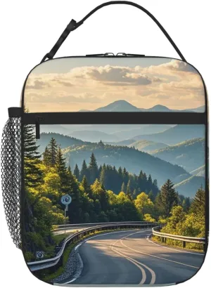 Insulated Lunch Bag for Women Men Blue Ridge Parkway Mountains Lunch Box Reusable Lunch Tote Bag for Work Picnic Travel